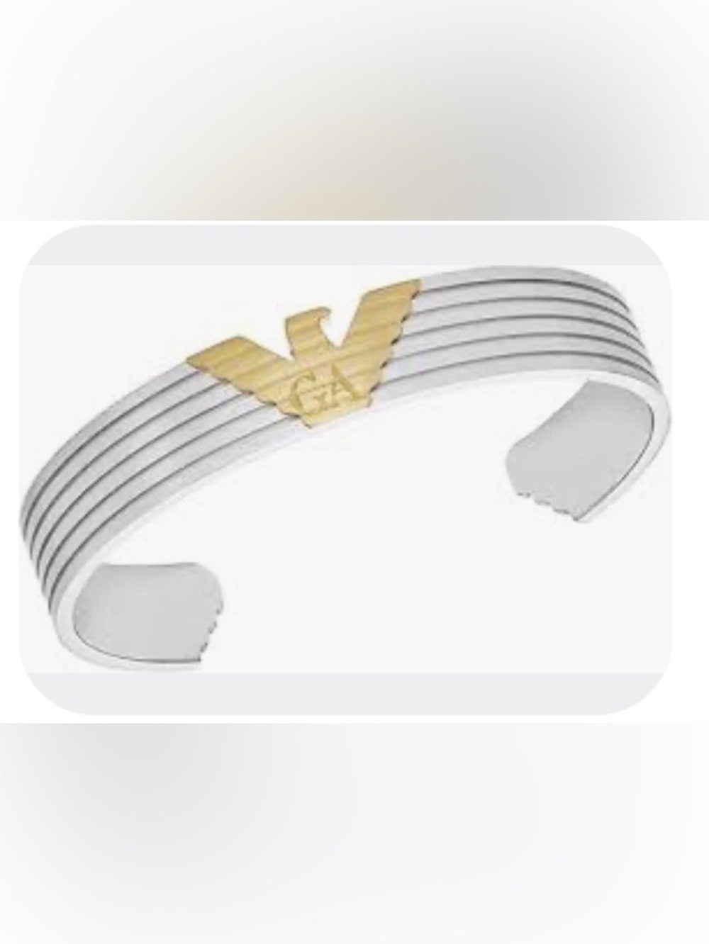 Emporio Armani Two-Tone Stainless steel Cuff Bracelet - Gold & Silver NWT